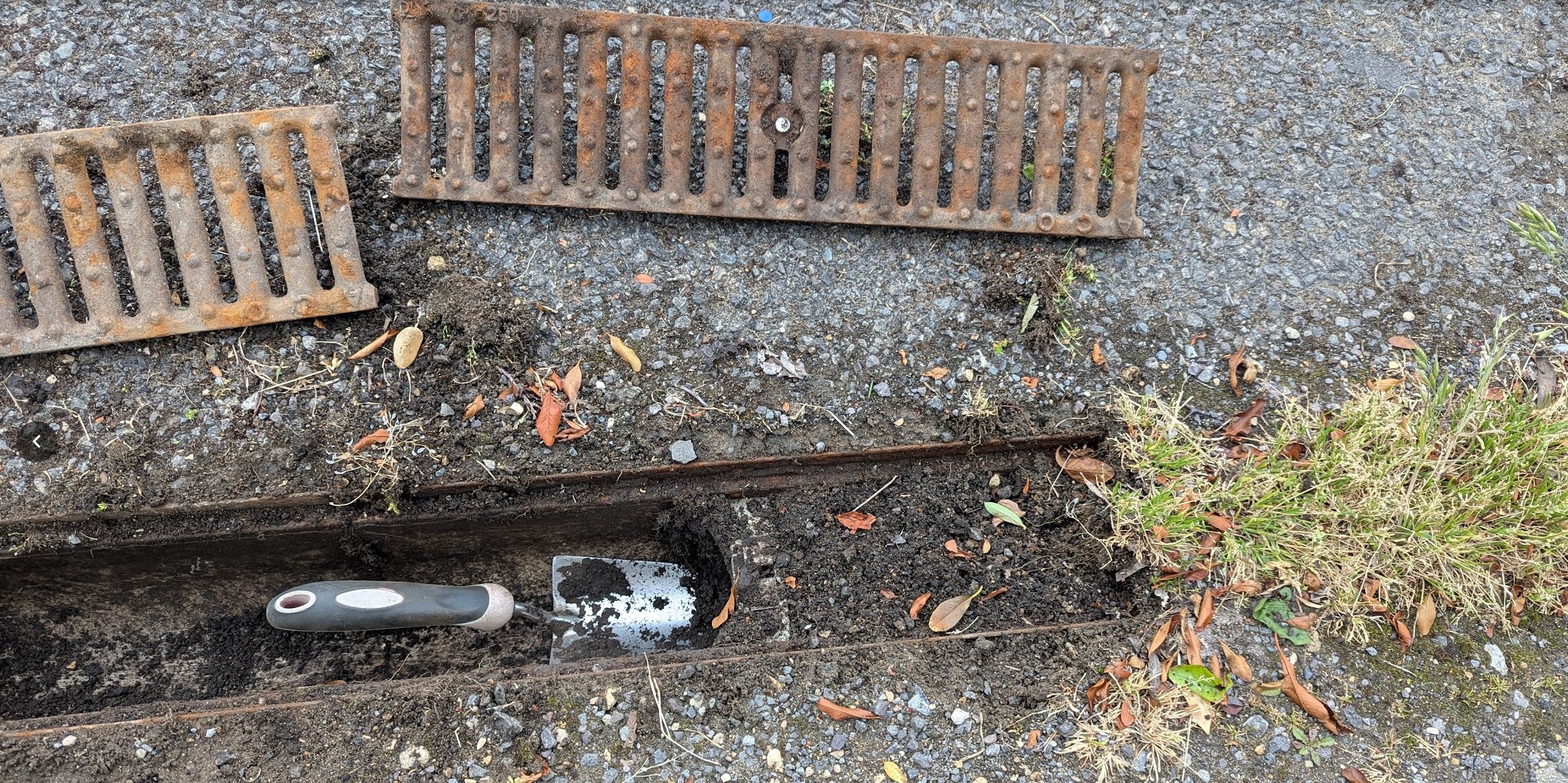 Photo 2: channel drain with covers levered off